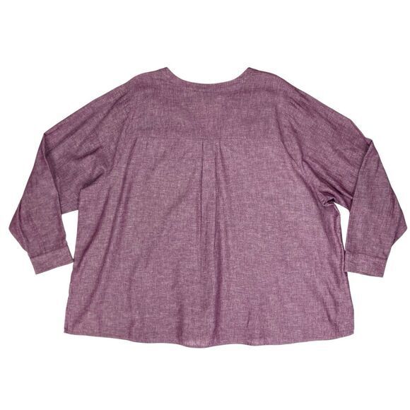 Lane Bryant Linen Blouse Womens Sz 26/28 Burgundy Summer Breathable Casual Chic - Picture 6 of 16